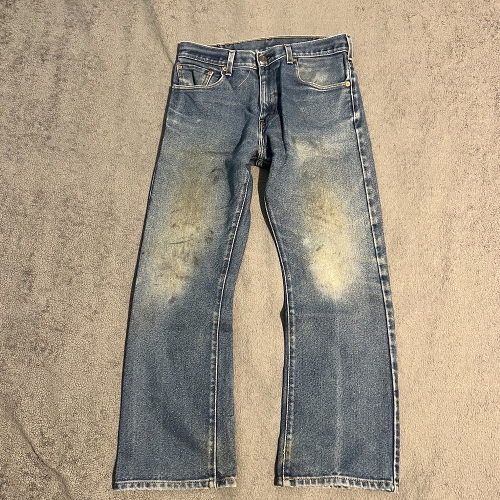 Y2K Levi's 517 Thrashed Faded Bootcut Jeans 30x29 Blue Denim Grunge 517-0217